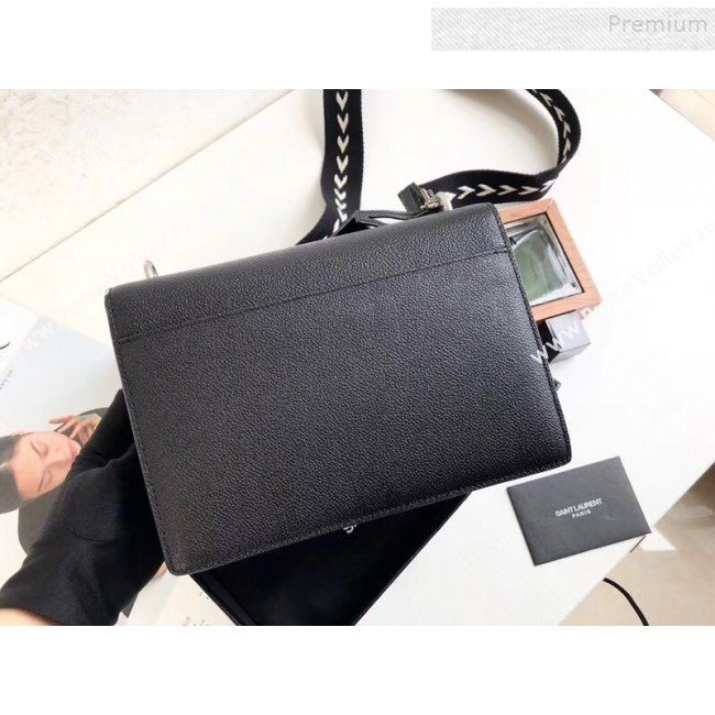 Saint Laurent Sunset Medium Fabric Shoulder Bag in Grained Leather Black 442906 2019 (KTSD-9092623)