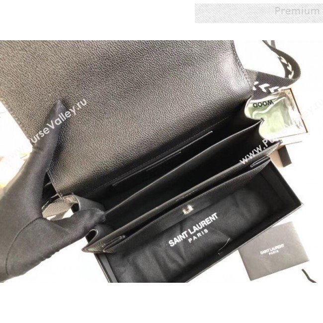 Saint Laurent Sunset Medium Fabric Shoulder Bag in Grained Leather Black 442906 2019 (KTSD-9092623)