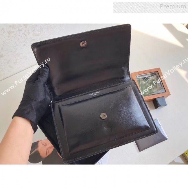 Saint Laurent Sunset Medium Shoulder Bag in Monogram Leather 442906 Black 2019 (KTSD-9092619)
