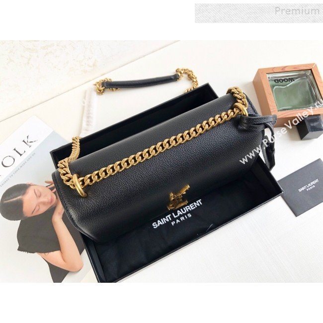 Saint Laurent Sunset Medium Shoulder Bag in Grained Leather Black/Gold 442906 2019 (KTSD-9092621)
