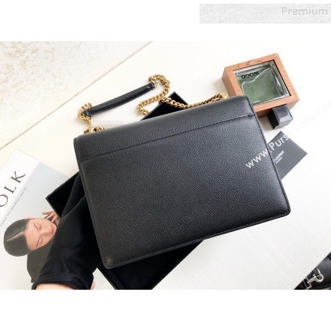 Saint Laurent Sunset Medium Shoulder Bag in Grained Leather Black/Gold 442906 2019 (KTSD-9092621)