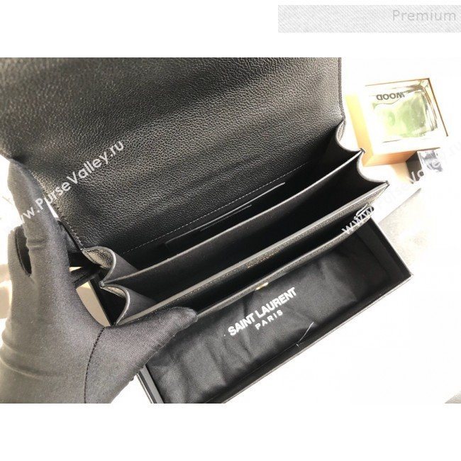 Saint Laurent Sunset Medium Shoulder Bag in Grained Leather Black/Gold 442906 2019 (KTSD-9092621)