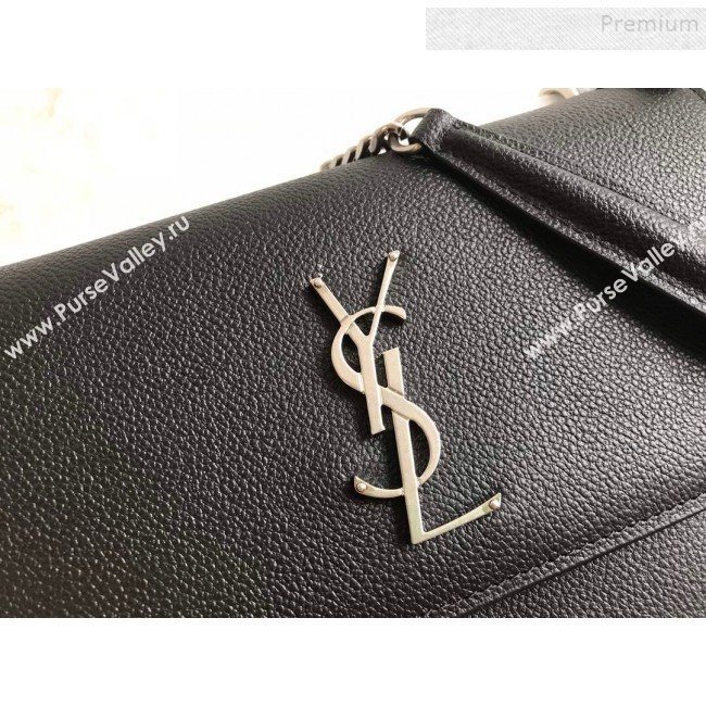Saint Laurent Sunset Medium Shoulder Bag in Grained Leather Black/Silver 442906 2019 (KTSD-9092622)
