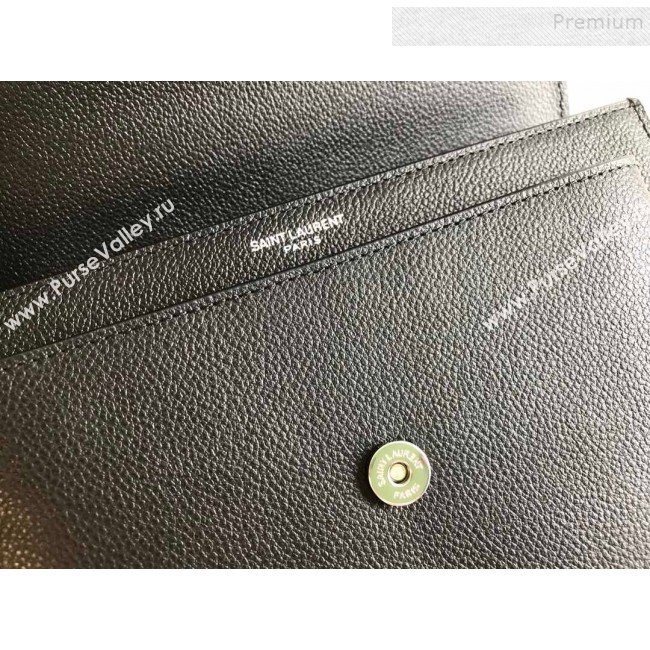 Saint Laurent Sunset Medium Shoulder Bag in Grained Leather Black/Silver 442906 2019 (KTSD-9092622)