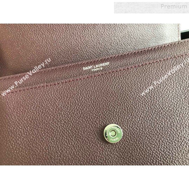 Saint Laurent Sunset Medium Shoulder Bag in Grained Leather Burgundy 442906 2019 (KTSD-9092624)