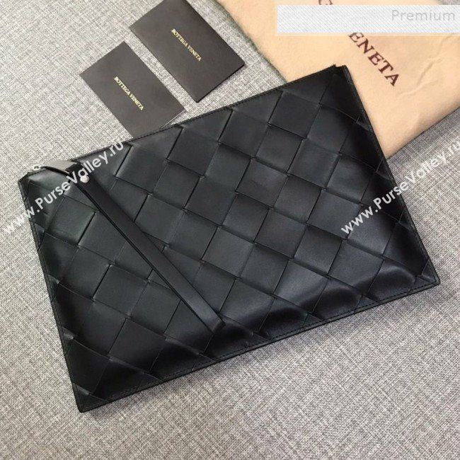 Bottega Veneta Maxi Woven Medium Pouch Black 2019 (MISU-9092639)