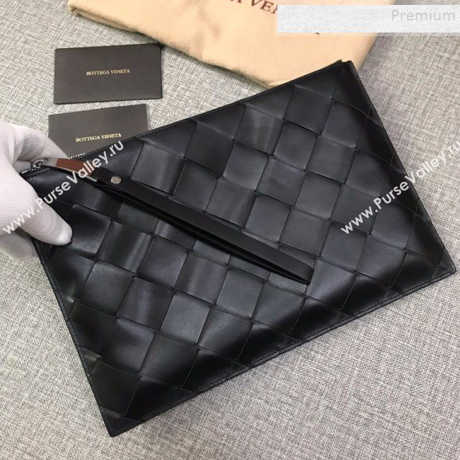 Bottega Veneta Maxi Woven Medium Pouch Black 2019 (MISU-9092639)