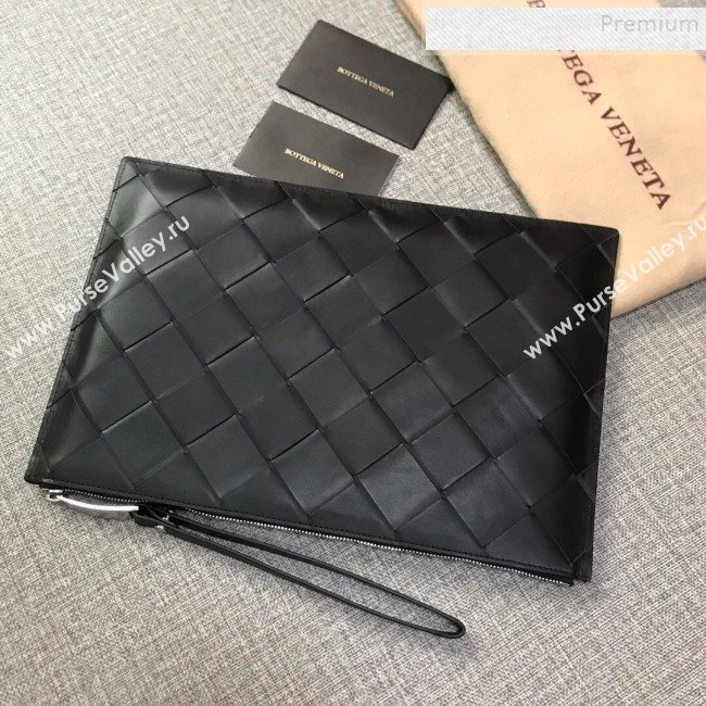 Bottega Veneta Maxi Woven Medium Pouch Black 2019 (MISU-9092639)