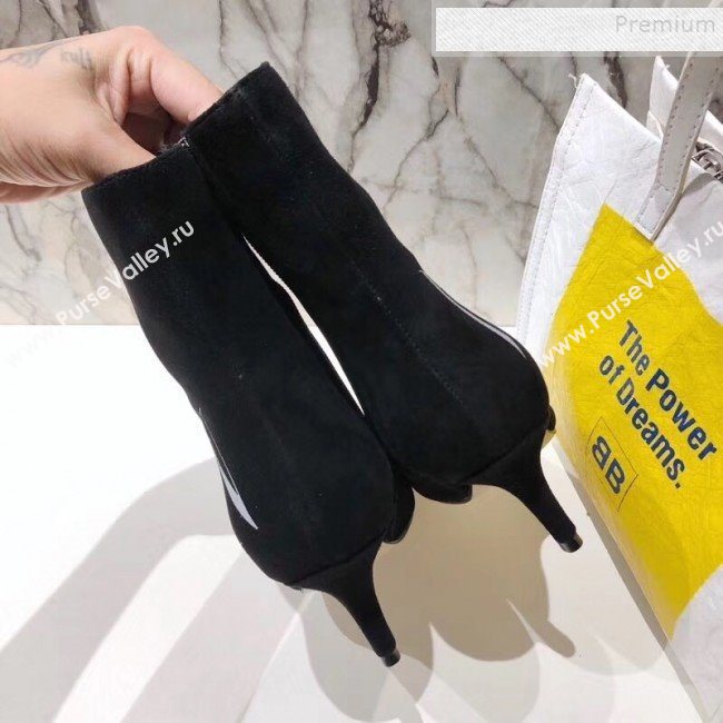 Valentino VLTN Suede Pointed Toe Mid-Heel Short Boots Black 2019 (MD-9092657)