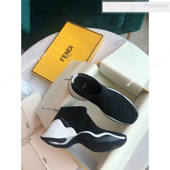 Fendi FFluid Knit Jacquard Zip Sneakers Black 2019 (DLY-9092357)