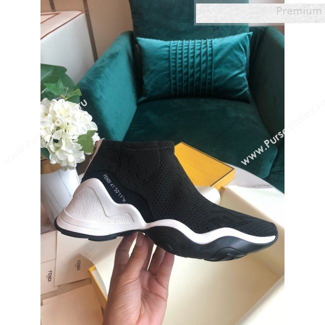 Fendi FFluid Knit Jacquard Zip Sneakers Black 2019 (DLY-9092357)
