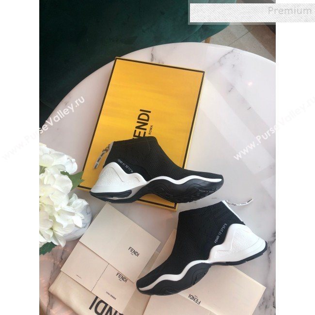 Fendi FFluid Knit Jacquard Zip Sneakers Black 2019 (DLY-9092357)