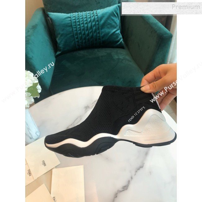 Fendi FFluid Knit Jacquard Zip Sneakers Black 2019 (DLY-9092357)
