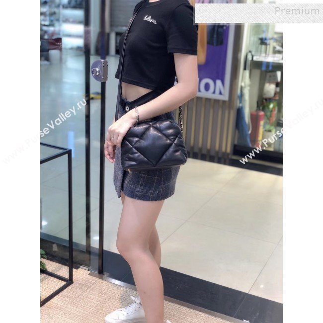 Chanel Maxi Quilted Lambskin Small Bowling Shoulder Bag AS0781 Black 2019 (SMJD-9092501)