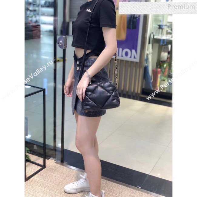 Chanel Maxi Quilted Lambskin Small Bowling Shoulder Bag AS0781 Black 2019 (SMJD-9092501)