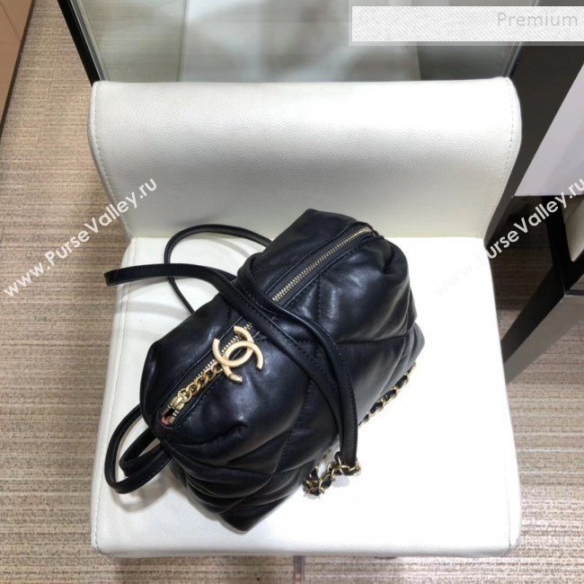 Chanel Maxi Quilted Lambskin Small Bowling Shoulder Bag AS0781 Black 2019 (SMJD-9092501)