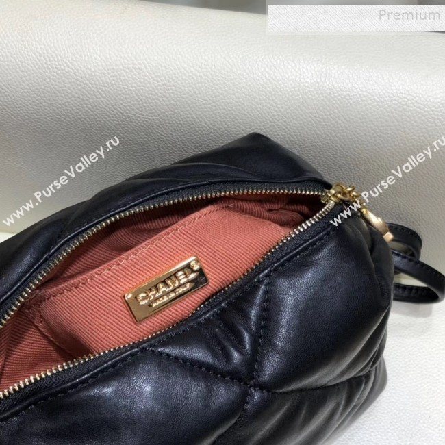 Chanel Maxi Quilted Lambskin Small Bowling Shoulder Bag AS0781 Black 2019 (SMJD-9092501)