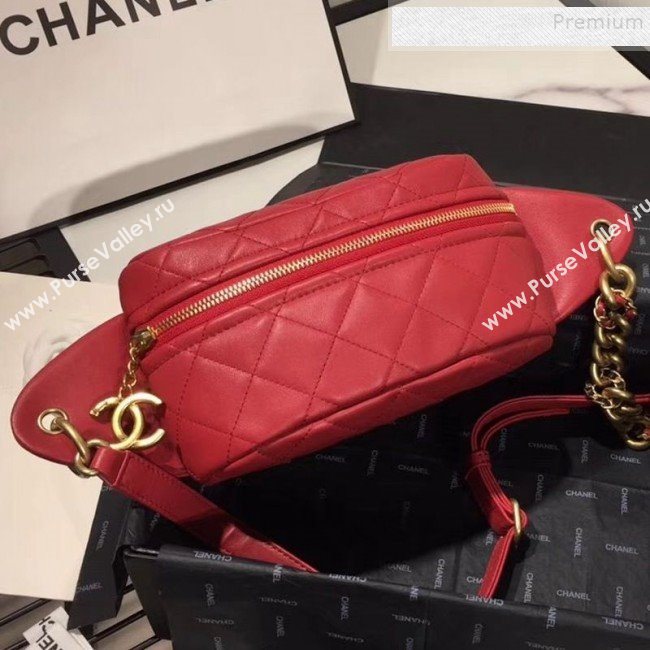 Chanel Quilted Lambskin Waist Bag/Belt Bag AS0940 Red 2019 (KAIS-9092504)