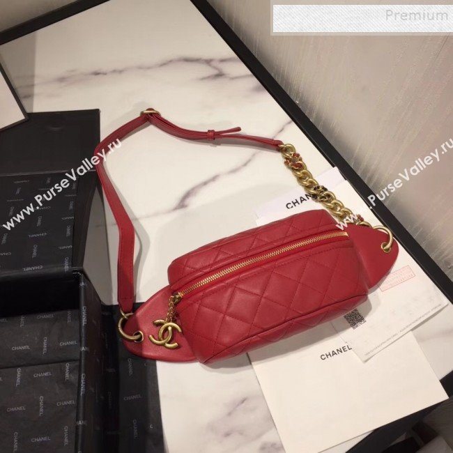 Chanel Quilted Lambskin Waist Bag/Belt Bag AS0940 Red 2019 (KAIS-9092504)