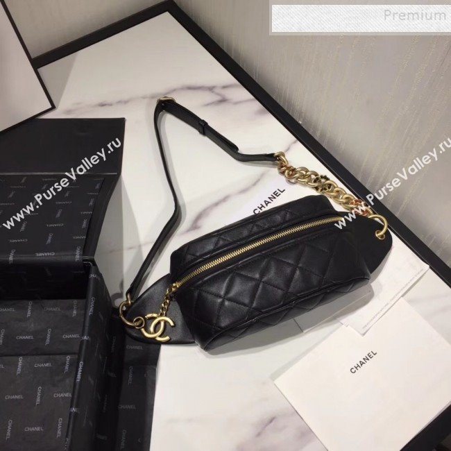 Chanel Quilted Lambskin Waist Bag/Belt Bag AS0940 Black 2019 (KAIS-9092503)