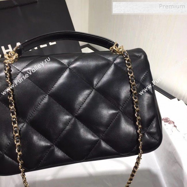 Chanel Quilted Lambskin Classic Medium Flap Bag with Top Handle AS1115 Black 2019 (KAIS-9092508)