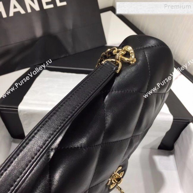 Chanel Quilted Lambskin Classic Medium Flap Bag with Top Handle AS1115 Black 2019 (KAIS-9092508)