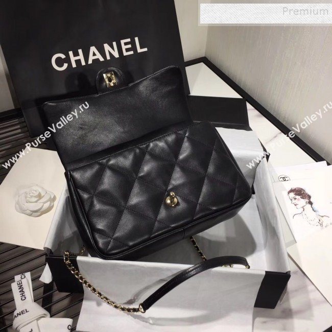 Chanel Quilted Lambskin Classic Medium Flap Bag with Top Handle AS1115 Black 2019 (KAIS-9092508)