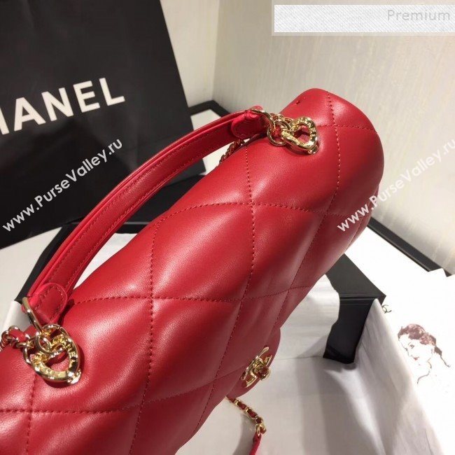 Chanel Quilted Lambskin Classic Medium Flap Bag with Top Handle AS1115 Red 2019 (KAIS-9092509)