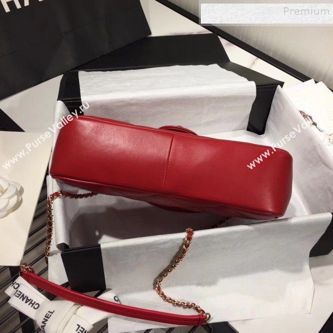 Chanel Quilted Lambskin Classic Medium Flap Bag with Top Handle AS1115 Red 2019 (KAIS-9092509)