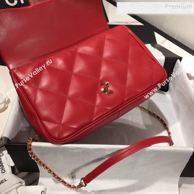 Chanel Quilted Lambskin Classic Medium Flap Bag with Top Handle AS1115 Red 2019 (KAIS-9092509)