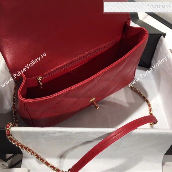 Chanel Quilted Lambskin Classic Medium Flap Bag with Top Handle AS1115 Red 2019 (KAIS-9092509)