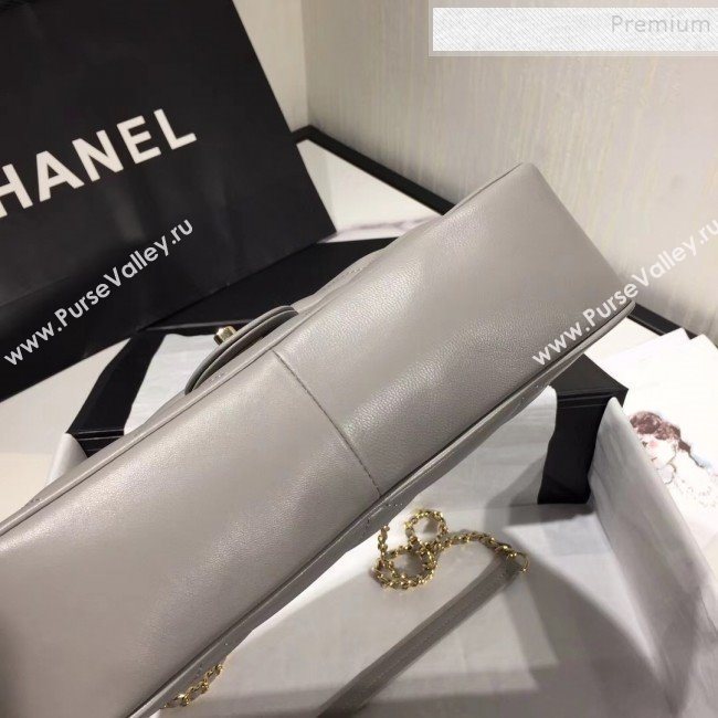 Chanel Quilted Lambskin Classic Medium Flap Bag with Top Handle AS1115 Gray 2019 (KAIS-9092510)
