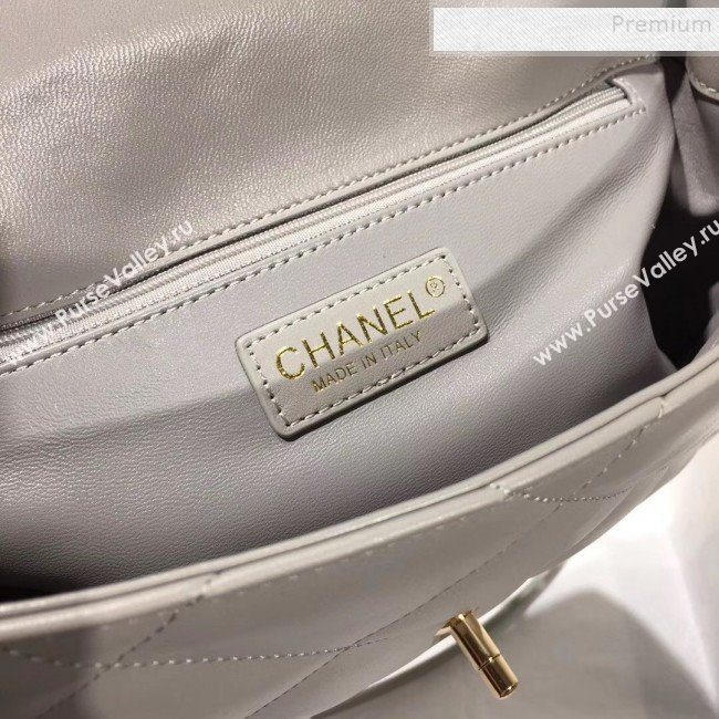 Chanel Quilted Lambskin Classic Medium Flap Bag with Top Handle AS1115 Gray 2019 (KAIS-9092510)