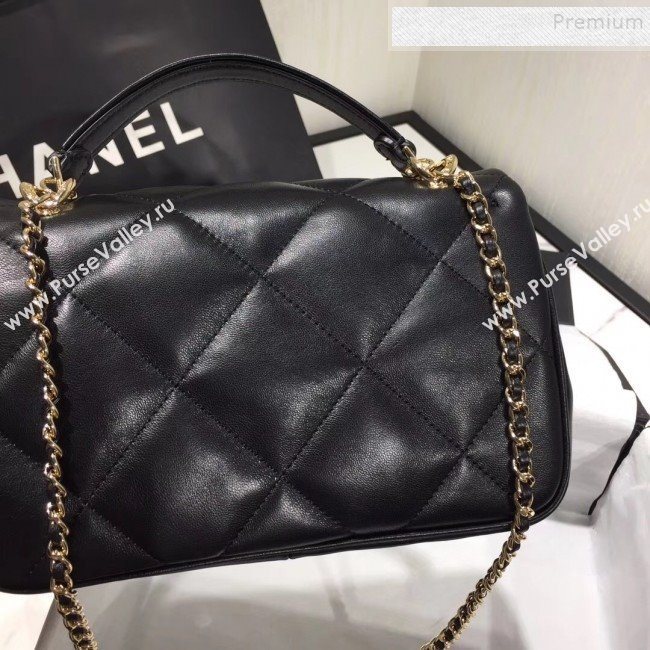 Chanel Quilted Lambskin Classic Small Flap Bag with Top Handle AS1114 Black 2019 (KAIS-9092505)