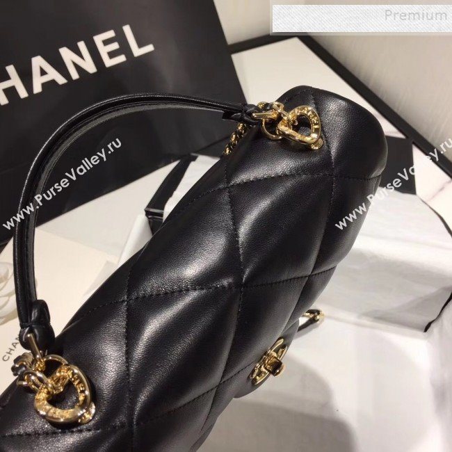 Chanel Quilted Lambskin Classic Small Flap Bag with Top Handle AS1114 Black 2019 (KAIS-9092505)