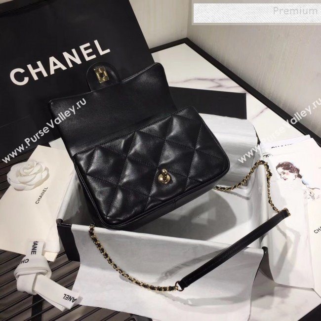 Chanel Quilted Lambskin Classic Small Flap Bag with Top Handle AS1114 Black 2019 (KAIS-9092505)
