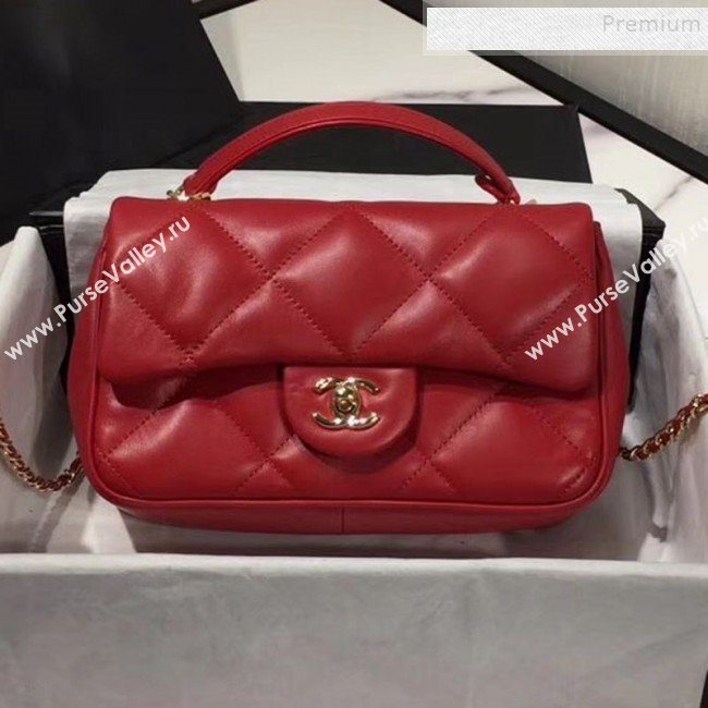 Chanel Quilted Lambskin Classic Small Flap Bag with Top Handle AS1114 Red 2019 (KAIS-9092506)
