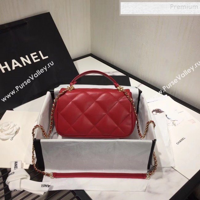 Chanel Quilted Lambskin Classic Small Flap Bag with Top Handle AS1114 Red 2019 (KAIS-9092506)