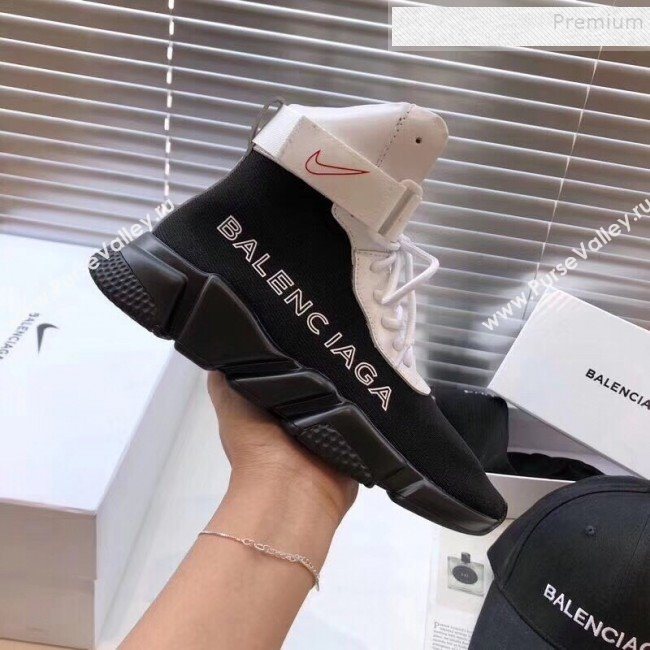 Balenciaga Triple S x Nike Stretch Knit High-top Lace-up Sneakers Black/White 01 2019 (For Women and Men) (DLY-9092817)