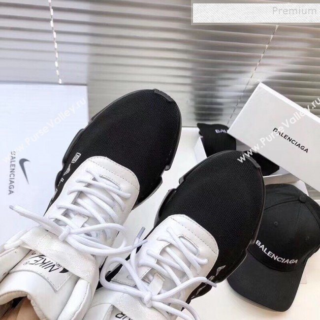 Balenciaga Triple S x Nike Stretch Knit High-top Lace-up Sneakers Black/White 01 2019 (For Women and Men) (DLY-9092817)