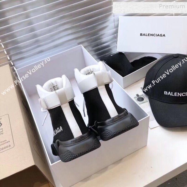 Balenciaga Triple S x Nike Stretch Knit High-top Lace-up Sneakers Black/White 01 2019 (For Women and Men) (DLY-9092817)