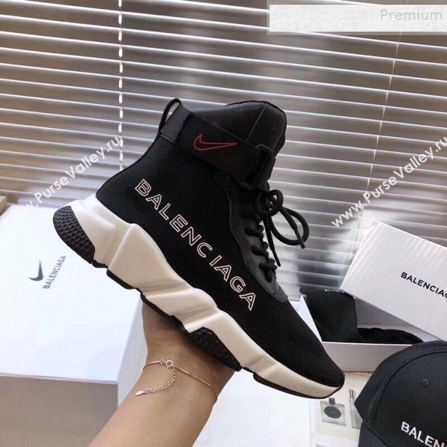 Balenciaga Triple S x Nike Stretch Knit High-top Lace-up Sneakers Black 03 2019 (For Women and Men) (DLY-9092819)