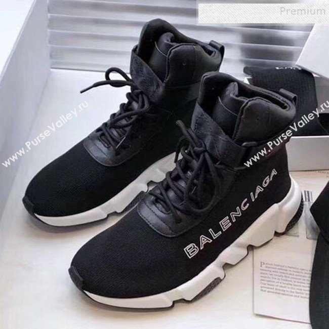 Balenciaga Triple S x Nike Stretch Knit High-top Lace-up Sneakers Black 03 2019 (For Women and Men) (DLY-9092819)