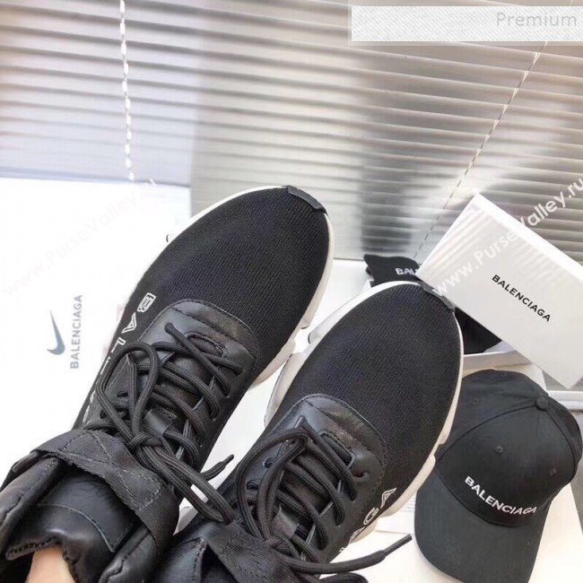 Balenciaga Triple S x Nike Stretch Knit High-top Lace-up Sneakers Black 03 2019 (For Women and Men) (DLY-9092819)