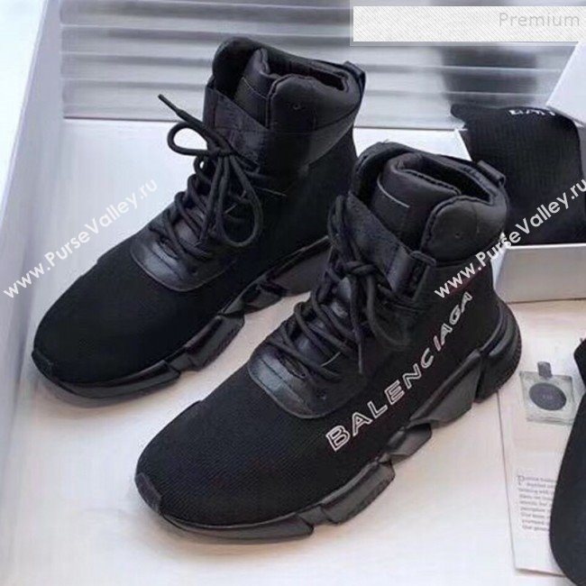 Balenciaga Triple S x Nike Stretch Knit High-top Lace-up Sneakers Black 04 2019 (For Women and Men) (DLY-9092820)