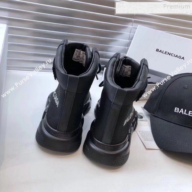Balenciaga Triple S x Nike Stretch Knit High-top Lace-up Sneakers Black 04 2019 (For Women and Men) (DLY-9092820)