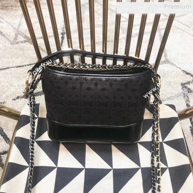 Chanel Bloom Calfskin and Wool Felt Gabrielle Small Hobo Bag AS0865 Black 2019 (JDH-9092919)