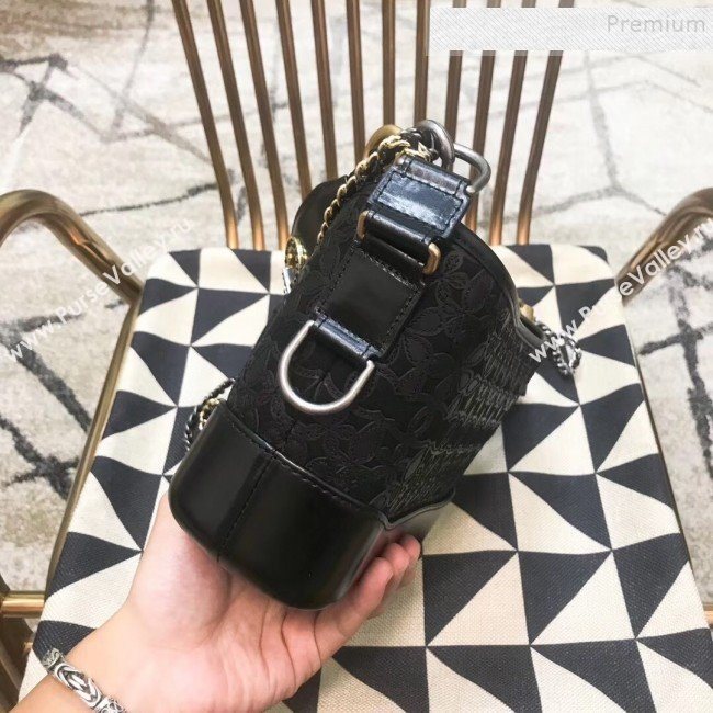 Chanel Bloom Calfskin and Wool Felt Gabrielle Small Hobo Bag AS0865 Black 2019 (JDH-9092919)
