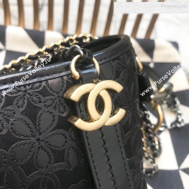 Chanel Bloom Calfskin and Wool Felt Gabrielle Small Hobo Bag AS0865 Black 2019 (JDH-9092919)