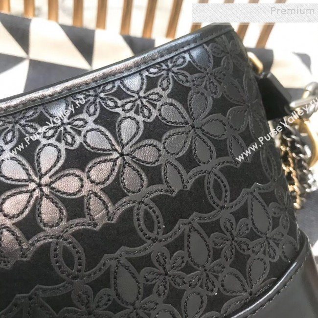 Chanel Bloom Calfskin and Wool Felt Gabrielle Small Hobo Bag AS0865 Black 2019 (JDH-9092919)
